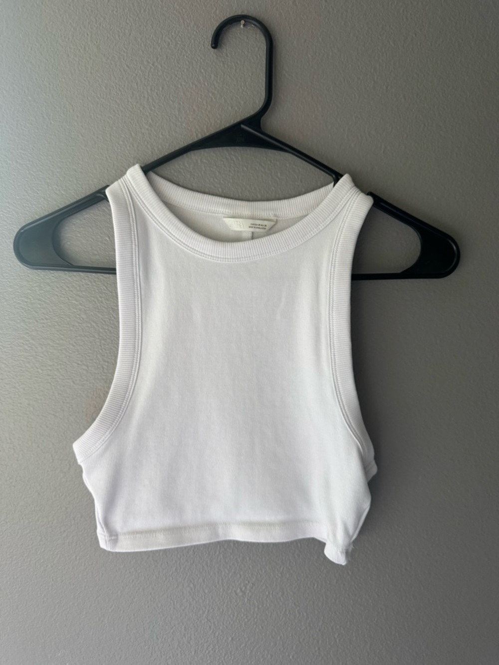 Zara White Ribbed Crop Tank